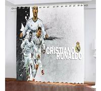 Enfunt-Home Rideaux Chambre,Impression 3D Les Stars du Football Rideau Occultant Oeillets Ensemble Lot de 2 Rideaux Occultants