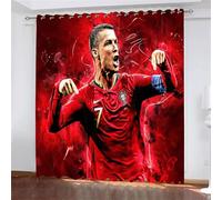 Enfunt-Home Rideaux Chambre,Impression 3D Les Stars du Football Rideau Occultant Oeillets Ensemble Lot de 2 Rideaux Occultants