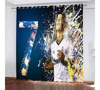 Enfunt-Home Rideaux Chambre,Impression 3D Les Stars du Football Rideau Occultant Oeillets Ensemble Lot de 2 Rideaux Occultants
