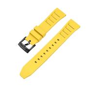ENFYUSTR Bracelet de montre de plongée à dégagement rapide avec boucle ardillon en acier inoxydable et caoutchouc fluoré 20/22/24 mm(Yellow black,22mm)