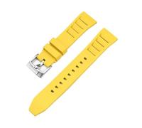ENFYUSTR Bracelet de montre de plongée à dégagement rapide avec boucle ardillon en acier inoxydable et caoutchouc fluoré 20/22/24 mm(Yellow silver,22mm)