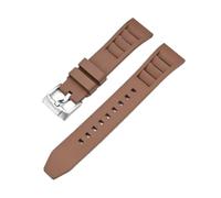 ENFYUSTR Bracelet de montre de plongée à dégagement rapide avec boucle ardillon en acier inoxydable et caoutchouc fluoré 20/22/24 mm(Brown silver,20mm)