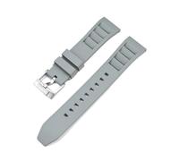 ENFYUSTR Bracelet de montre de plongée à dégagement rapide avec boucle ardillon en acier inoxydable et caoutchouc fluoré 20/22/24 mm(Grey silver,24mm)