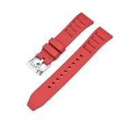 ENFYUSTR Bracelet de montre de plongée à dégagement rapide avec boucle ardillon en acier inoxydable et caoutchouc fluoré 20/22/24 mm(Red silver,24mm)
