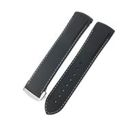 ENFYUSTR Bracelet de montre en caoutchouc 18/19/20/21/22mm, adapté à Omega Seamaster 300 AT150(Black White,22MM_BLACK BUCKLE)