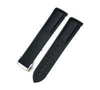 ENFYUSTR Bracelet de montre en caoutchouc 18/19/20/21/22mm, adapté à Omega Seamaster 300 AT150(Black Green,22MM_GOLD BUCKLE)