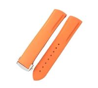 ENFYUSTR Bracelet de montre en caoutchouc 18/19/20/21/22mm, adapté à Omega Seamaster 300 AT150(Orange Orange,21MM_GOLD BUCKLE)