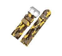 ENFYUSTR Bracelet de montre en caoutchouc de Silicone camouflage 22/24mm adapté for Panerai PAM111/441(Camo Yellow-Steel-K1,24mm)
