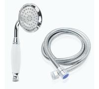 Enga Pommeau de douche en céramique et laiton en forme de téléphone avec tuyau de 150 cm En forme de téléphone. Fini chromé