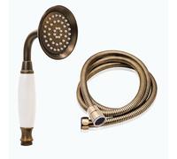 ENGA Pommeau de douche vintage en forme de téléphone en céramique avec tuyau de 150 cm pour salle de bain (bronze rétro)