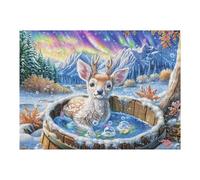 Engageant Cerf Seau Eau Forêt Faune Sauvage Nature Sauvage Puzzle 500 Pièces pour Adultes Amusant Stimulant Et Créatif Parfait pour Activités Calmes 500 PCS（52×38cm）