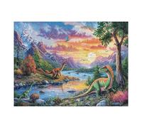 Engageant Dinosaure de Montagne Forêt Faune Sauvage Nature Sauvage Préhistorique Puzzle 500 Pièces pour Adultes Amusant Stimulant Et Relaxant Idéal pour Activités Calmes À La Maison 500 PCS（52×38cm）