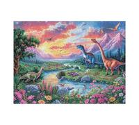 Engageant Dinosaure Montagne Forêt Faune Sauvage Nature Sauvage Préhistorique Puzzle 500 Pièces pour Adultes Amusant Stimulant Et Créatif Parfait pour Activités Calmes 500 PCS（52×38cm）