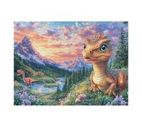 Engageant Dinosaure Montagne Forêt Faune Sauvage Nature Sauvage Préhistorique Puzzle 500 Pièces pour Adultes Amusant Stimulant Et Créatif Parfait pour Activités Calmes 500 PCS（52×38cm）