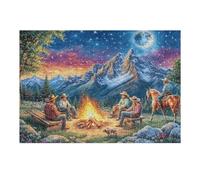 Engageant Feu de Camp Cheval Forêt Aventure Nature Sauvage Puzzle 300 Pièces pour Adultes Amusant Stimulant Et Relaxant Idéal pour Activités Calmes À La Maison 300 PCS（40x28cm）