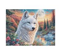 Engageant Loup Blanc Fleur Forêt Faune Sauvage Nature Sauvage Rural Belle Puzzle 500 Pièces pour Adultes Amusant Captivant Et Relaxant Parfait pour Activités Familiales 500 PCS（52×38cm）