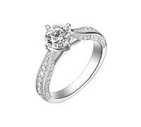 Engagement Ring Bague 49 Or Blanc Platine PT950 Diamant Créé en Laboratoire à 4 Griffes de 0,7 CT Solide Non Plaqué Populaire pour Sœur Nouvelle Année Bijoux