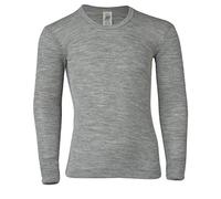Engel Fille Kinder Unterhemd Langarm, Wolle Seide Shirt, Gris Clair Mélangé., 128