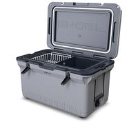 ENGEL Glacière ultra légère moulée par injection de 60 litres - La glacière garde la glace jusqu'à 7 jours - Grande glacière comprend un panier métallique, un séparateur et un décapsuleur intégré -