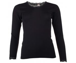 Engel - Haut L/S avec dentelle pour femmes - Sous-vêtement mérinos - 34/36 - black