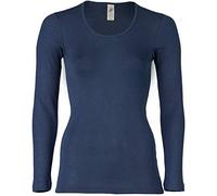 Engel Maillot de corps à manches longues en laine vierge et soie pour femme, Marine, 40 FR/42 FR