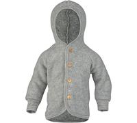 Engel - Veste à capuche avec boutons en bois enfant - Veste en laine - 86/92 - hellgrau melange