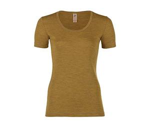 Engel Natur, T-shirt à manches courtes pour femme, 100 % laine (biologique), Safran, 36-38
