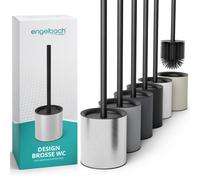 Engelbach® Brosse WC en Silicone - avec Manche en Acier Inoxydable | Balai toilette avec Support Antigoutte - Balayette sanitaire Hygiénique et Durable