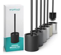 Engelbach® Brosse WC en Silicone - avec Manche en Acier Inoxydable - Noir | Balai toilette avec Support Antigoutte - Balayette sanitaire Hygiénique et Durable