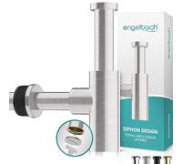 Engelbach® Siphon design lavabo salle de bain - 1 1/4 x 32 mm réglable avec ouverture de nettoyage - modèle universel avec manchette en caoutchouc anti-odeur