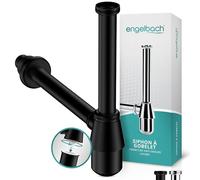 Engelbach® Siphon lavabo 1 1/4" avec ouverture nettoyage - Tube évacuation universel salle de bain avec joint caoutchouc et guide d’installation