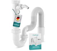 Engelbach® Siphon Lavabo avec Tuyau Flexible - Évacuation Évier Cuisine - Avec Raccord, Montage Facile - Fabriqué en Allemagne