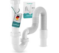 Engelbach® Siphon Lavabo avec Tuyau Flexible - Évacuation Évier Cuisine - Sans Raccord, Ajustable et Pratique - Fabriqué en Allemagne