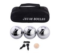 Engelhart - 010121 - Sacoche avec Jeu de 3 Boules Triplette - Pratique - Jeu de Pétanque - Activité de Plein Air - Boules de Pétanque - Cochonnet en Bois - Transport Facile - Dès 6 Ans
