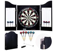 Engelhart - 065015 - Cabinet Armoire de Fléchettes en Bois - Cible en Sisal + 2 Lots de Flechettes 18 GR - Tableau de Scores Effaçable - Armoire Murale - Jeu Complet - Professionnel