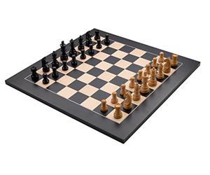 Engelhart - 170492 - Grand Jeu d'Échecs de Luxe en Bois d'Érable Marqueté avec Pièces Sculptées avec Coffret - Echiquier en Bois - 50 cm x 50 cm (Noir) - Jeux d'échecs