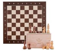 Engelhart - 170494 - Jeu d'Échecs de Luxe Coordonné- Marron - 40 cm - Bois d'Érable et Cassia Marqueté - Pièces Lestées