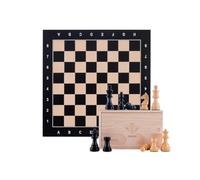 Engelhart - 170495 - Jeu d'Échecs de Luxe Coordonné- Noir - 40 cm - Echiquier en Bois d'Érable incrusté - Pièces Lestées Sculptées - À partir de 6 Ans