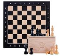 Engelhart - 170497 - Grand Jeu d'Échecs de Luxe Coordonné- Noir - 50 cm en Bois d'Érable incrusté - Pièces Lestées