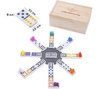 Engelhart Coffret de dominos Mexicain Train Double 12 - 91 dominos colorés, 8 trains - 2-8 joueurs
