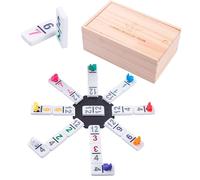 Engelhart - 250180 - Coffret Domino Mexicain Train - Double 12 - Nombres - Premium - Jeu de Société - Jeux de Dominos Educatifs - 91 pièces Epais: 8 mm + 8 Trains - 2 à 8 Joueurs - +3 Ans
