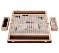 Engelhart-250415 - Jeu de Go Pliant Pratique - Goban Compact 36,5 × 23 × 5 cm - 361 Pierres en Plastique 13 mm - Sac de Rangement en Feutre Inclus - Jeu de Société Japonais Traditionnel
