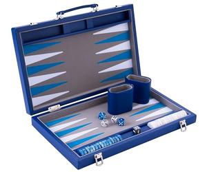 Engelhart - 250521 - Jeu de Backgammon de Luxe 15 Pouces (38 cm) - Feutre et Matériaux de Haute Qualité - Dés et Pions Nacrés - Valise Recouverte de Mousse et Simili Cuir - Jeux de Societe