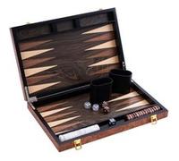 Engelhart - 250540 - Backgammon en Bois de Luxe 15 Pouces - Plaqué Bois de Rose Verni - Jeu de Société Classique - Cadeau Élégant - 50 x 39 x 2,5 cm (Ouvert) - Jeux de Backgammon Marquete