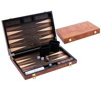 Engelhart - 250540 - Backgammon en Bois de Luxe 15 Pouces - Plaqué Bois de Rose Verni - Jeu de Société Classique - Cadeau Élégant - 50 x 39 x 2,5 cm (Ouvert) - Jeux de Backgammon Marquete
