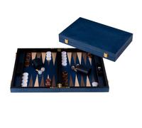 Engelhart-250554 - Backgammon en Bois 15 Pouces (38 cm) Valise Luxe en Bois de Ronce Incrustation en Noyer - Ouvert 48 × 38 cm - Pions Brun/Blanc - Dés et Gobelets - Jeu de Société Classique