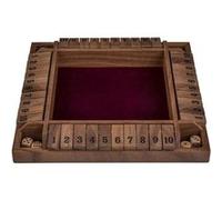 Engelhart - 300406 - Shut the Box 4 joueurs 29cm - Boîte en bois de noyer avec feutrine - 8 dés en bois - Jeu de société traditionnel