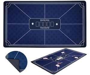 Engelhart - 320995 - Tapis de Poker Bleu - Surface de Jeu de Poker - Antiderapante - 140 cm x 80 cm - Epaisseur: 3mm - Nappe imprimée Polyester et Caoutchouc - Accessoires Jeux de Casino