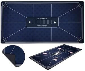Engelhart - 320997 - Grand Tapis de Poker Bleu - Surface de Jeu de Poker antidérapante 180 cm x 90 cm - Epaisseur: 3mm - Nappe imprimée Polyester et Caoutchouc - Accessoires Jeux de Casino