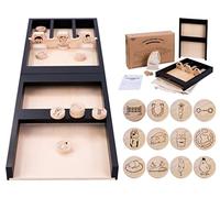 Engelhart - 340660 - Jeu de Palets en Bois La Ferme - Mini Billard Hollandais - 80 cm (en 2 Parties) - Sacs en Coton - Adresse - Jeux en Bois - Shuffleboard Illustré pour Enfants 4 Ans et +